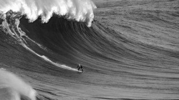 big wave black and white image
