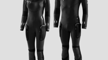 two wetsuits, one male one female