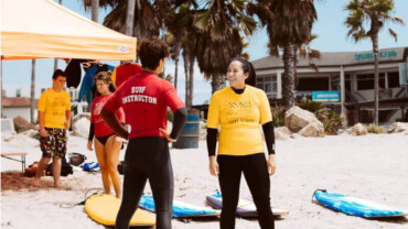 surf land lesson, one learner and one instructor