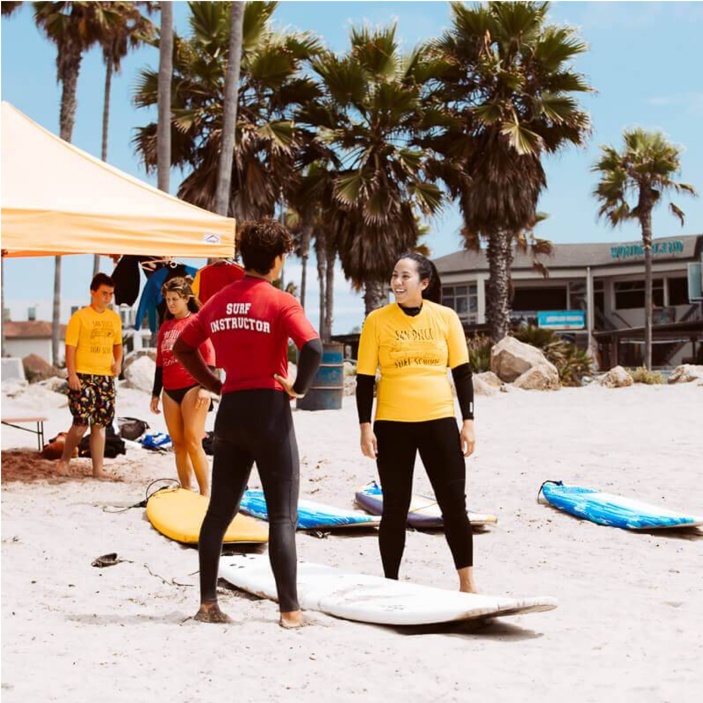 surf land lesson, one learner and one instructor