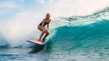 woman surfing